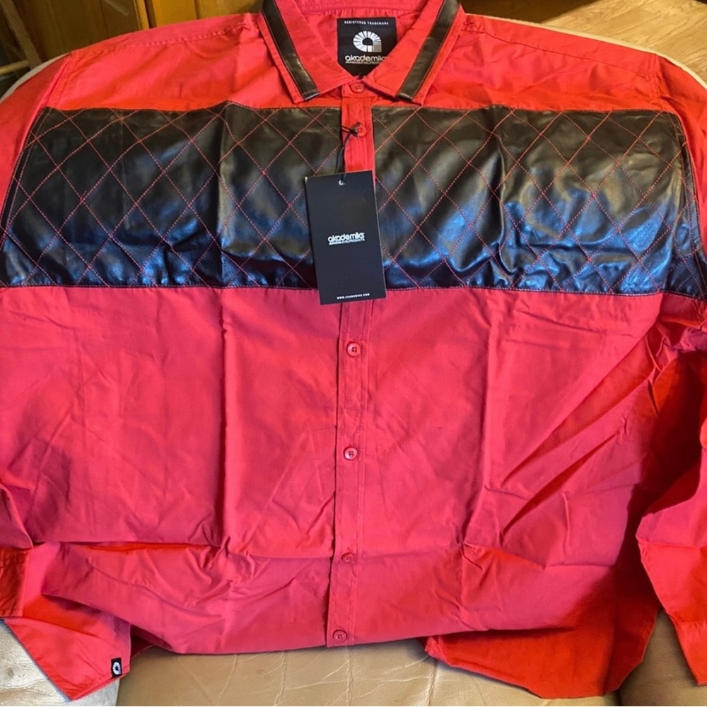 Casual button down black and red shirt -long sleeve
